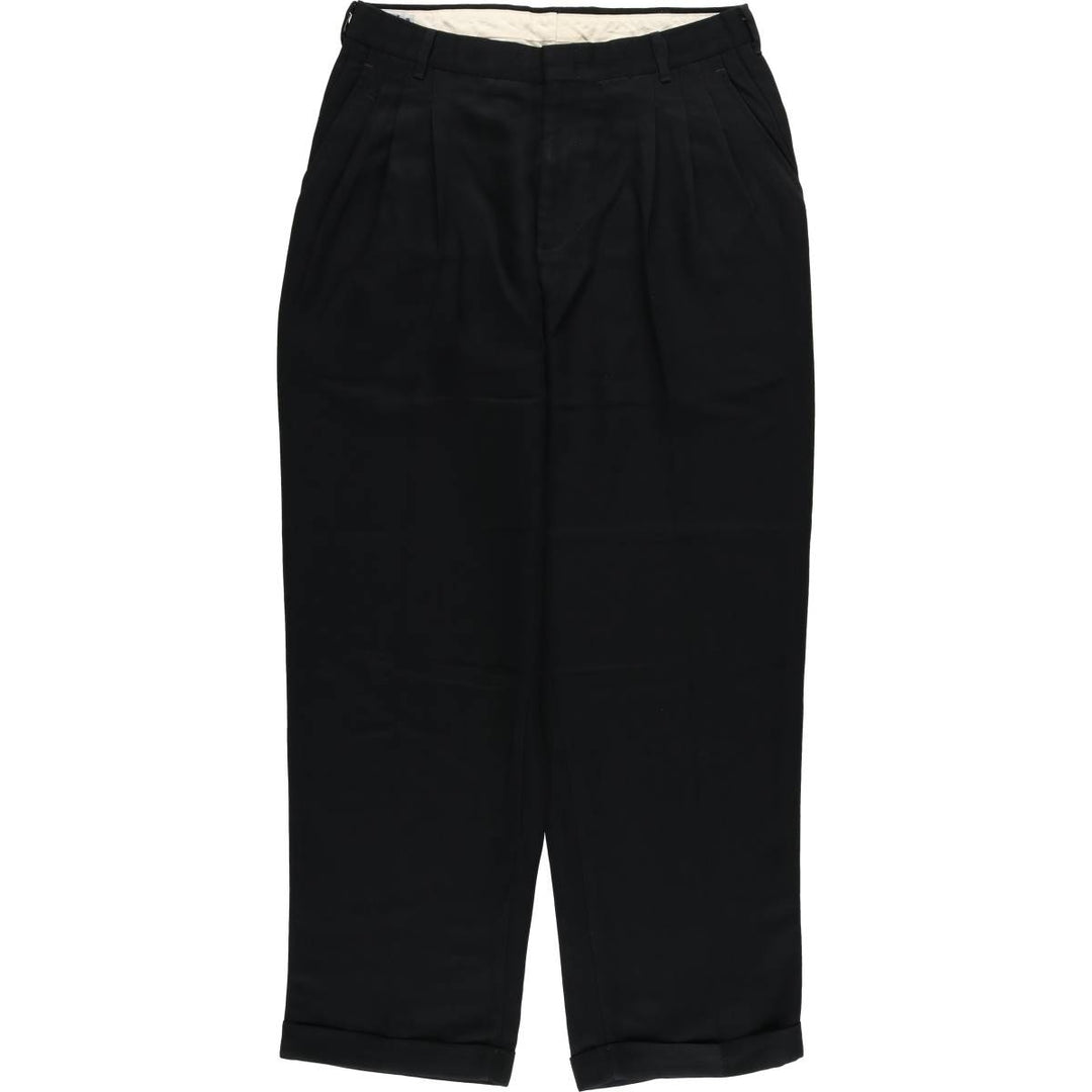 Vintage 90'S UNTIED Three-pleat Slacks, Men's Size W32 polyester black type Vintage Second Hand