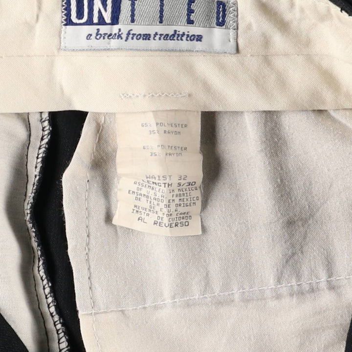 Vintage 90'S UNTIED Three-pleat Slacks, Men's Size W32 polyester black type Vintage Second Hand