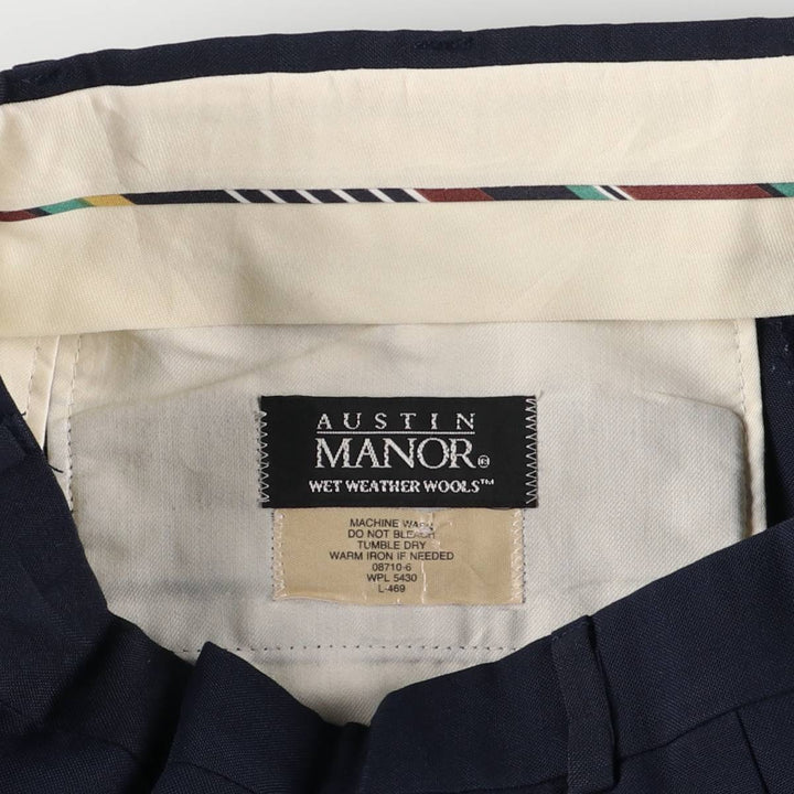 AUSTIN MANOR Two-pleat Slacks, Men's Size W31 unclear navy blue type Vintage Second Hand