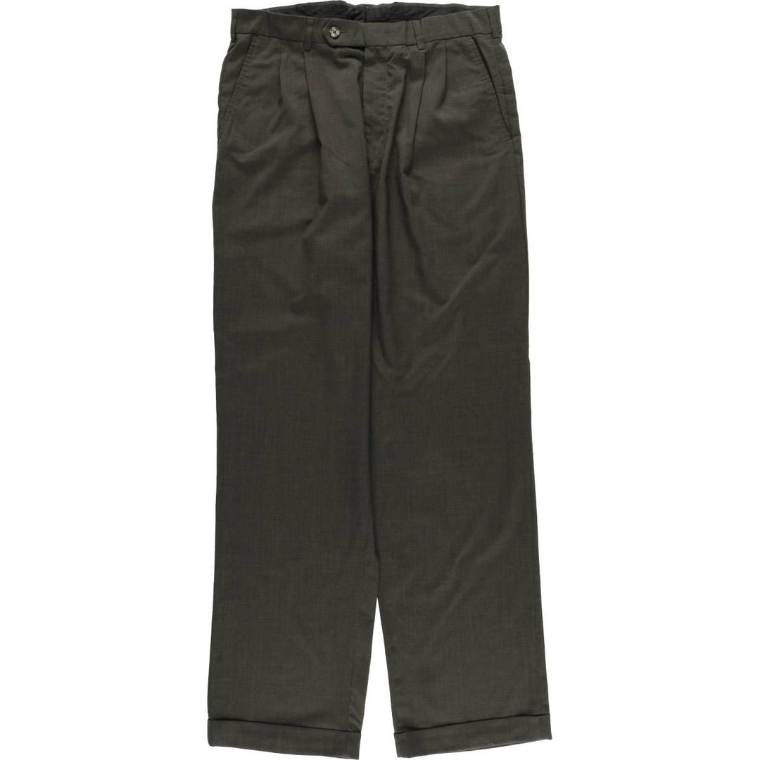 Geoffrey Beene Men's Two-Pleated Slacks, Size W33 polyester Khaki type Vintage Second Hand