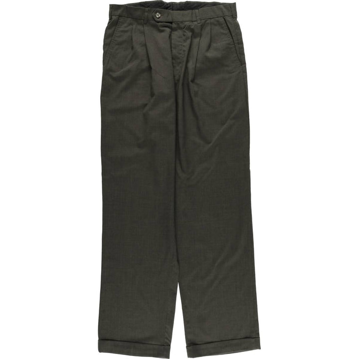 Geoffrey Beene Men's Two-Pleated Slacks, Size W33 polyester Khaki type Vintage Second Hand