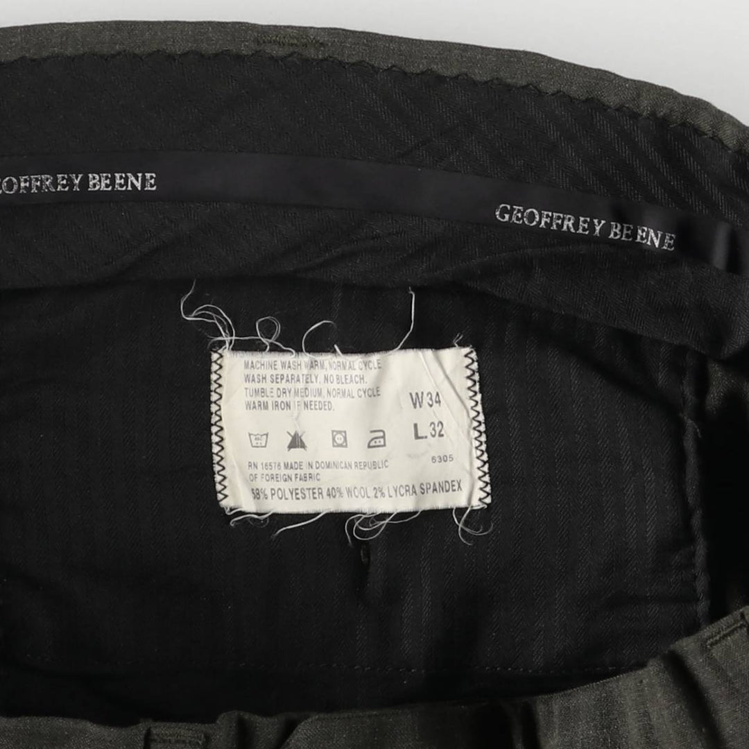 Geoffrey Beene Men's Two-Pleated Slacks, Size W33 polyester Khaki type Vintage Second Hand