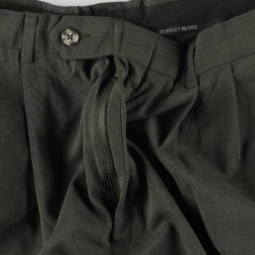 Geoffrey Beene Men's Two-Pleated Slacks, Size W33 polyester Khaki type Vintage Second Hand