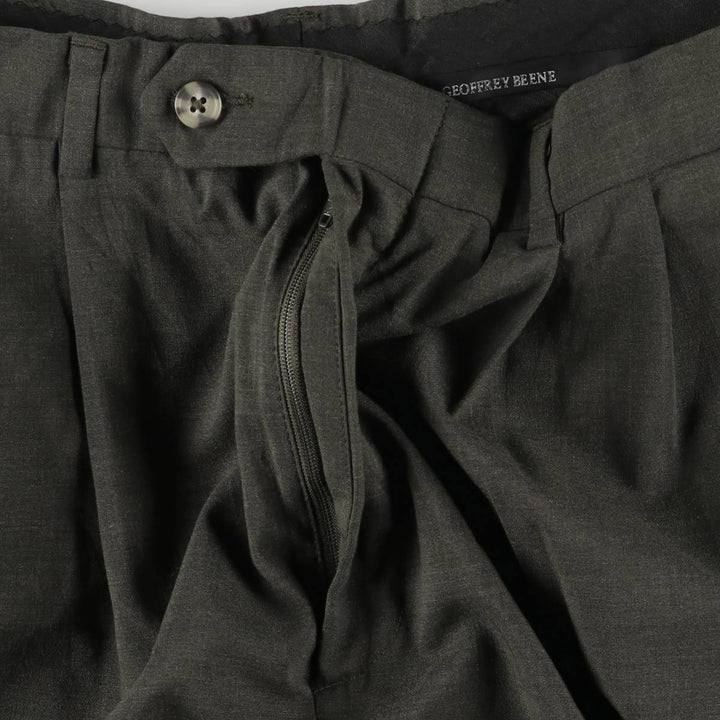 Geoffrey Beene Men's Two-Pleated Slacks, Size W33 polyester Khaki type Vintage Second Hand