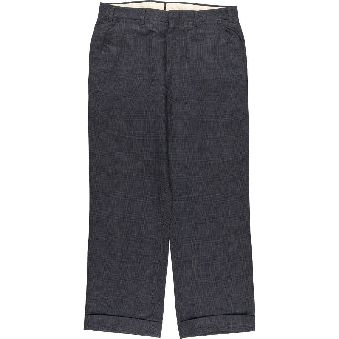Glen check slacks pants for men, size W35 unclear black type Vintage Second Hand
