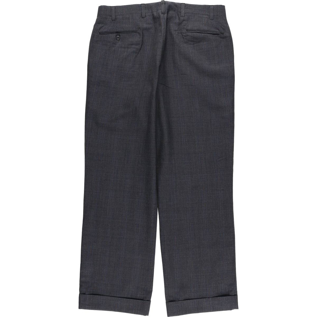 Glen check slacks pants for men, size W35 unclear black type Vintage Second Hand