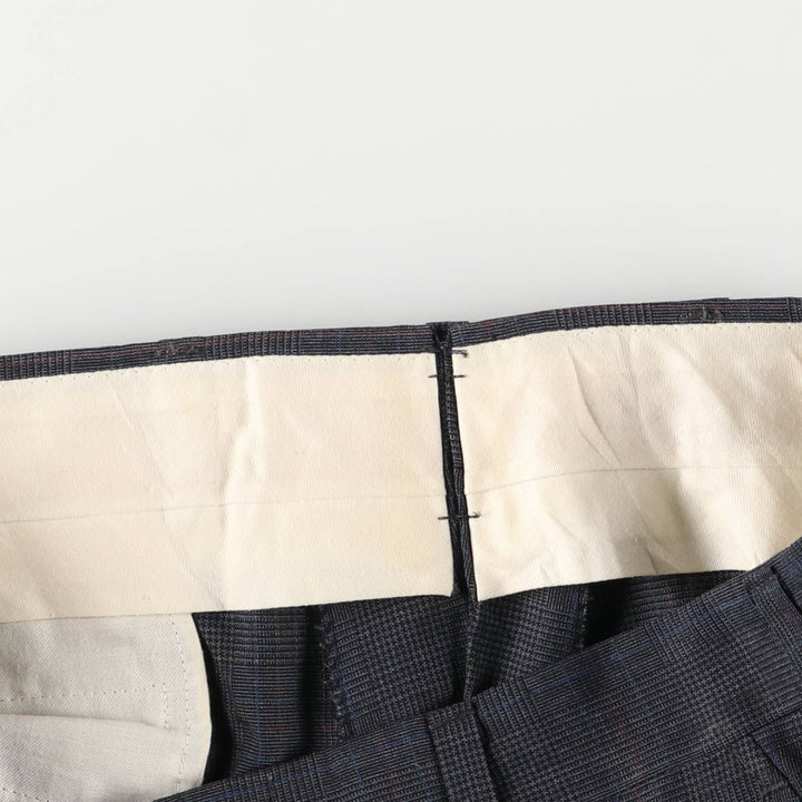 Glen check slacks pants for men, size W35 unclear black type Vintage Second Hand