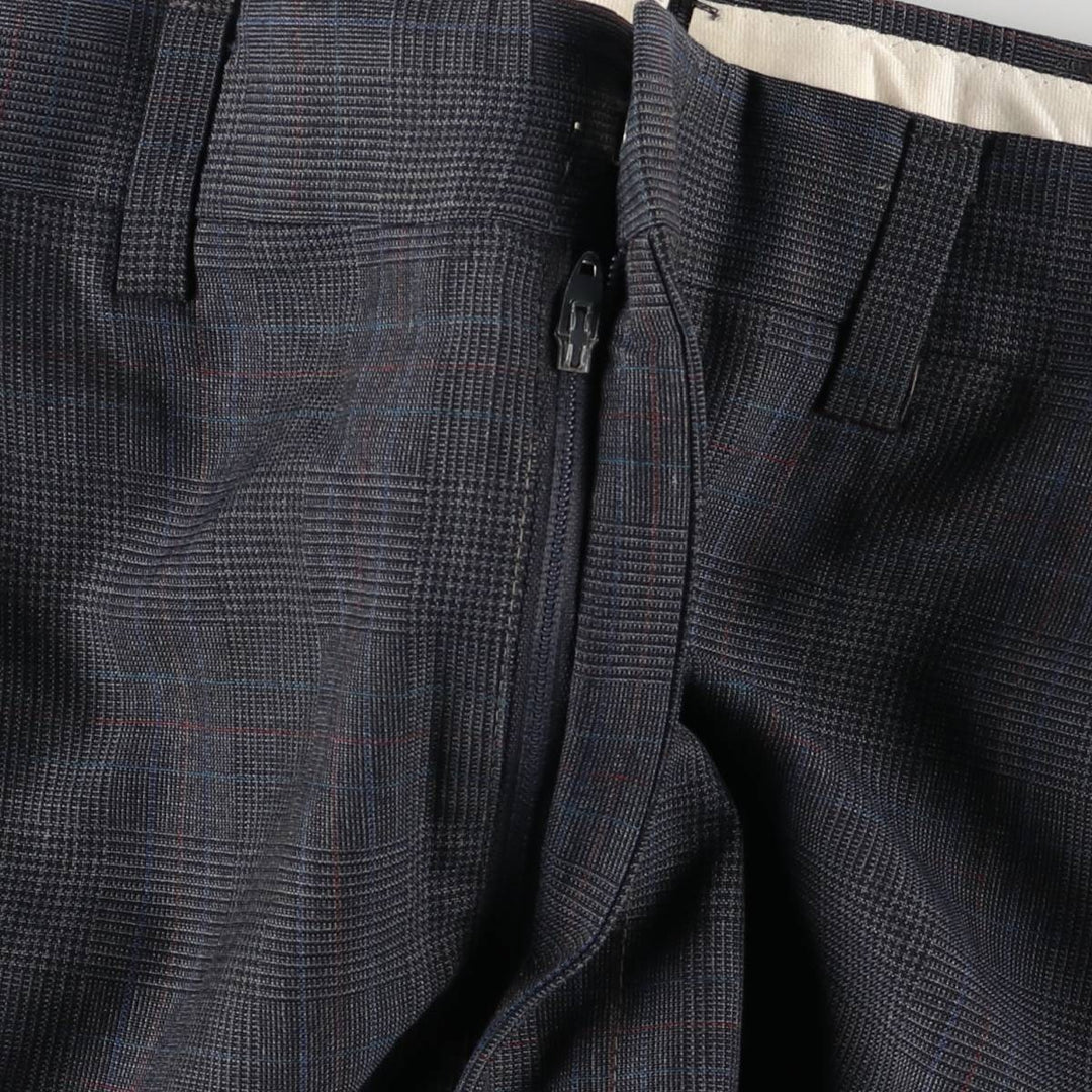 Glen check slacks pants for men, size W35 unclear black type Vintage Second Hand
