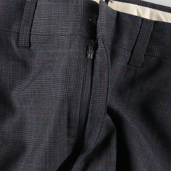 Glen check slacks pants for men, size W35 unclear black type Vintage Second Hand