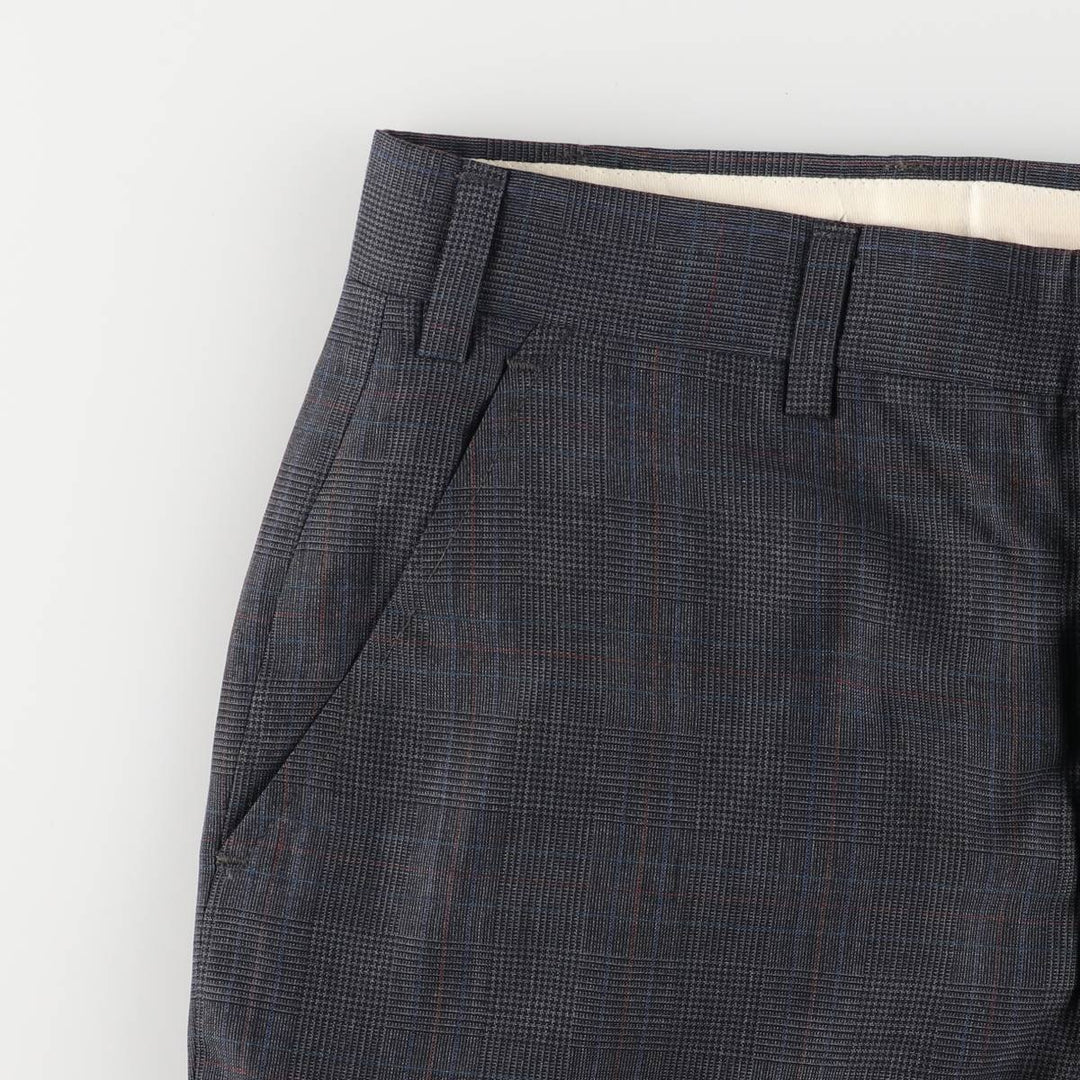 Glen check slacks pants for men, size W35 unclear black type Vintage Second Hand