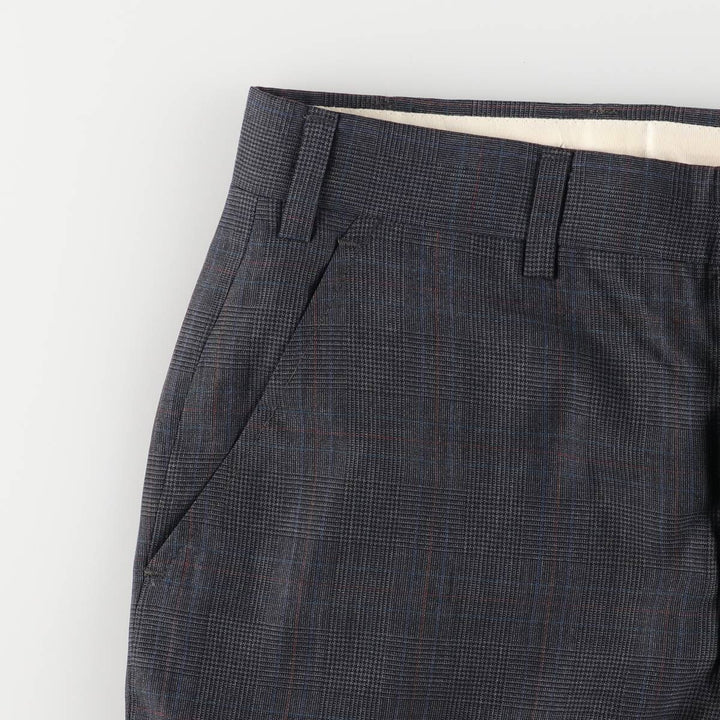 Glen check slacks pants for men, size W35 unclear black type Vintage Second Hand