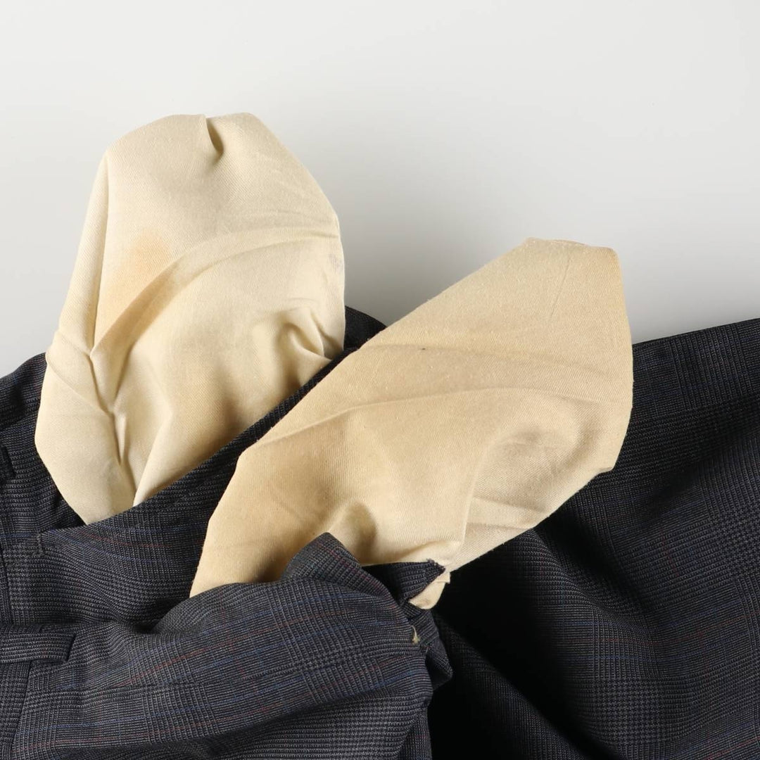 Glen check slacks pants for men, size W35 unclear black type Vintage Second Hand