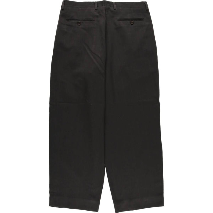Striped Pattern Two-pleat Wool Pants Slacks Men's Size W33 wool black type Vintage Second Hand