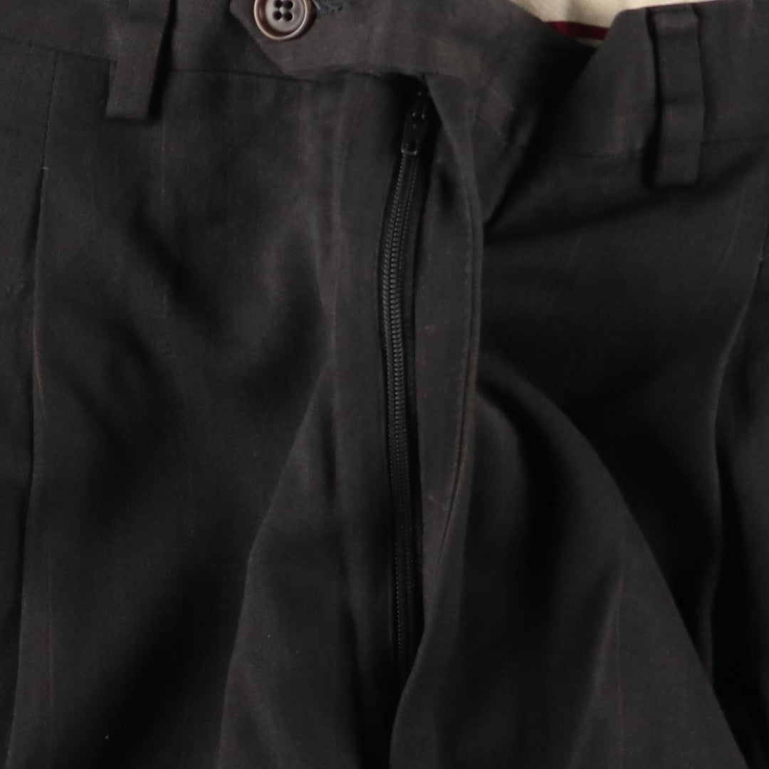 Striped Pattern Two-pleat Wool Pants Slacks Men's Size W33 wool black type Vintage Second Hand
