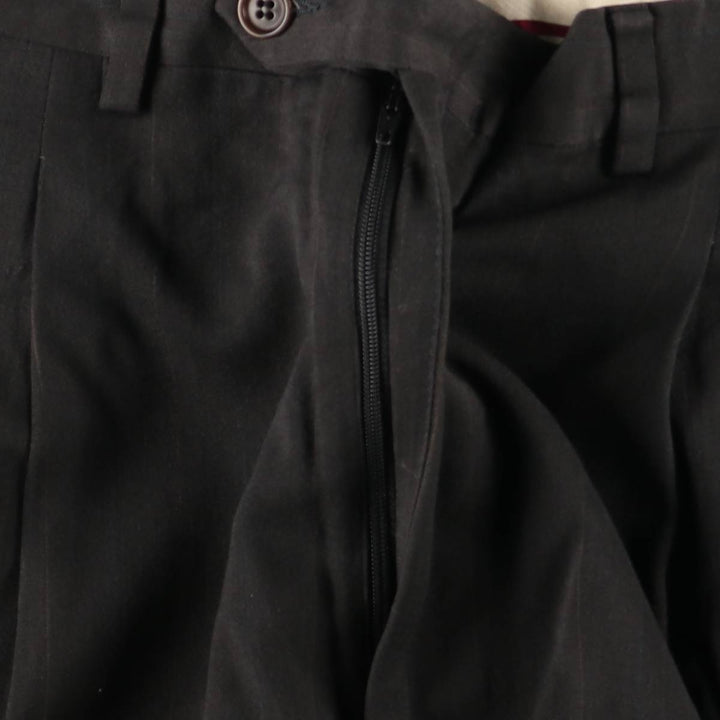 Striped Pattern Two-pleat Wool Pants Slacks Men's Size W33 wool black type Vintage Second Hand