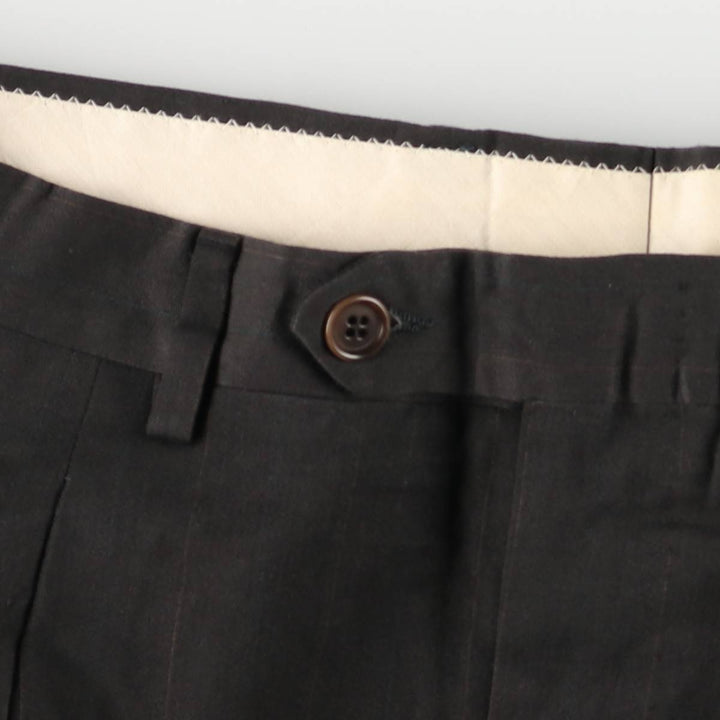 Striped Pattern Two-pleat Wool Pants Slacks Men's Size W33 wool black type Vintage Second Hand