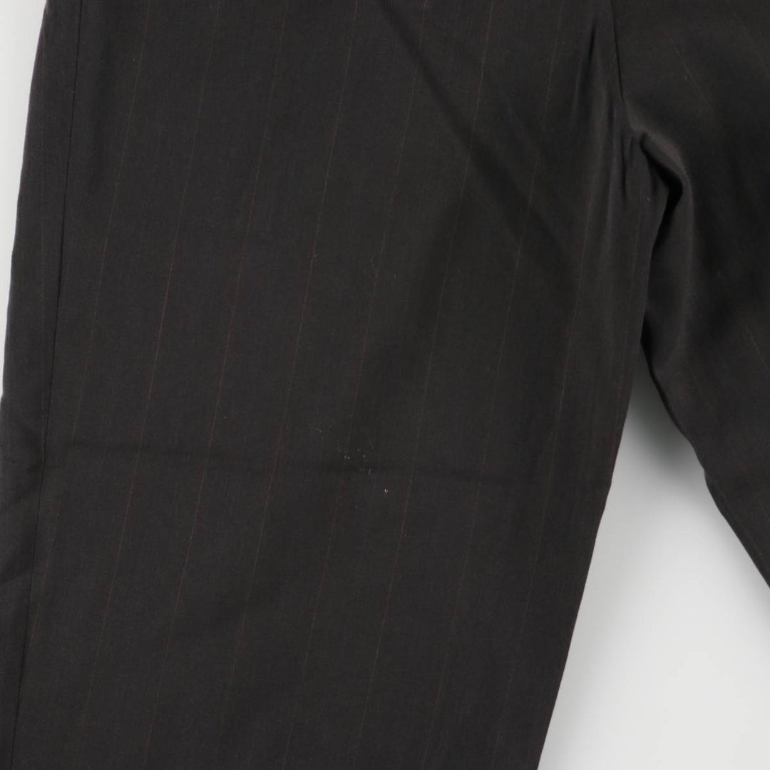 Striped Pattern Two-pleat Wool Pants Slacks Men's Size W33 wool black type Vintage Second Hand