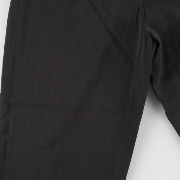 Striped Pattern Two-pleat Wool Pants Slacks Men's Size W33 wool black type Vintage Second Hand