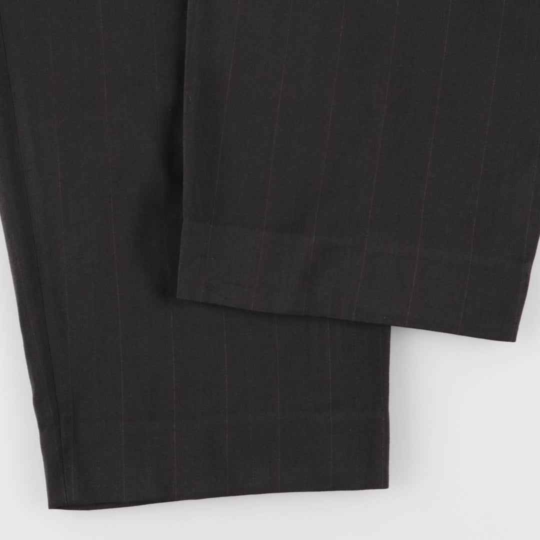 Striped Pattern Two-pleat Wool Pants Slacks Men's Size W33 wool black type Vintage Second Hand