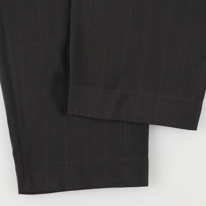 Striped Pattern Two-pleat Wool Pants Slacks Men's Size W33 wool black type Vintage Second Hand