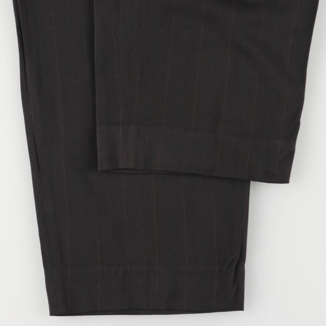 Striped Pattern Two-pleat Wool Pants Slacks Men's Size W33 wool black type Vintage Second Hand