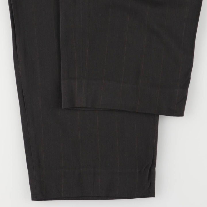 Striped Pattern Two-pleat Wool Pants Slacks Men's Size W33 wool black type Vintage Second Hand