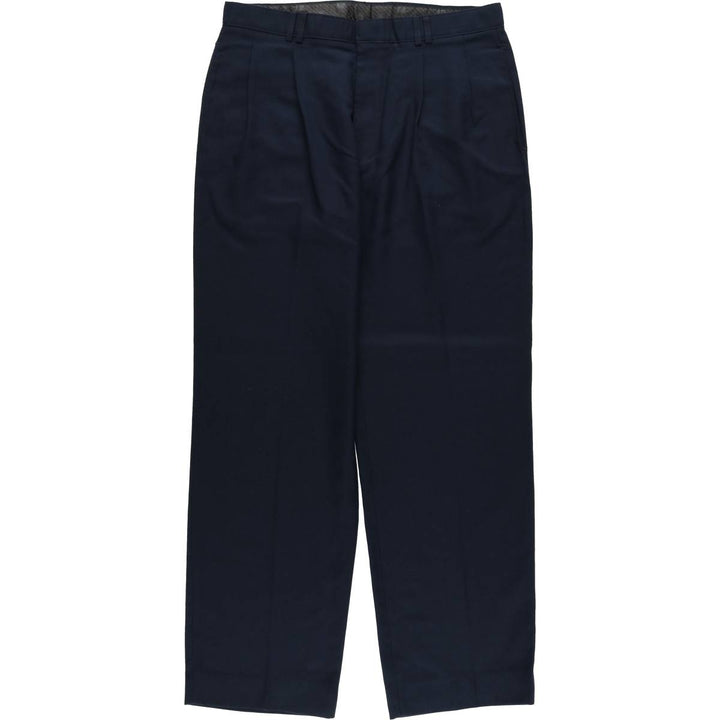 GALLERY SOFTWEAR Two-pleat Slacks, Men's, Size W32 polyester navy blue type Vintage Second Hand