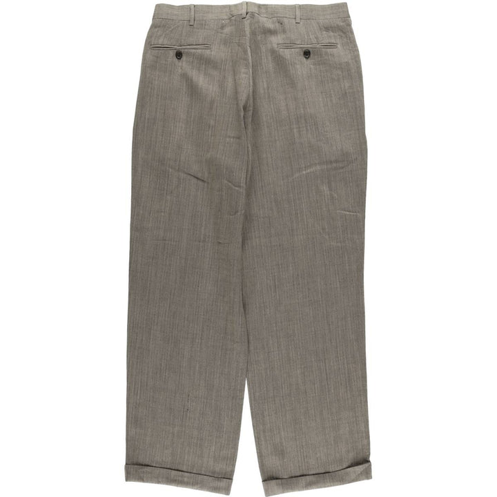 HAROLD POWELL Striped Pattern Two-Pleated Wool Pants/Slacks, Made in Italy, Men's Size W35 wool Beige type Vintage Second Hand