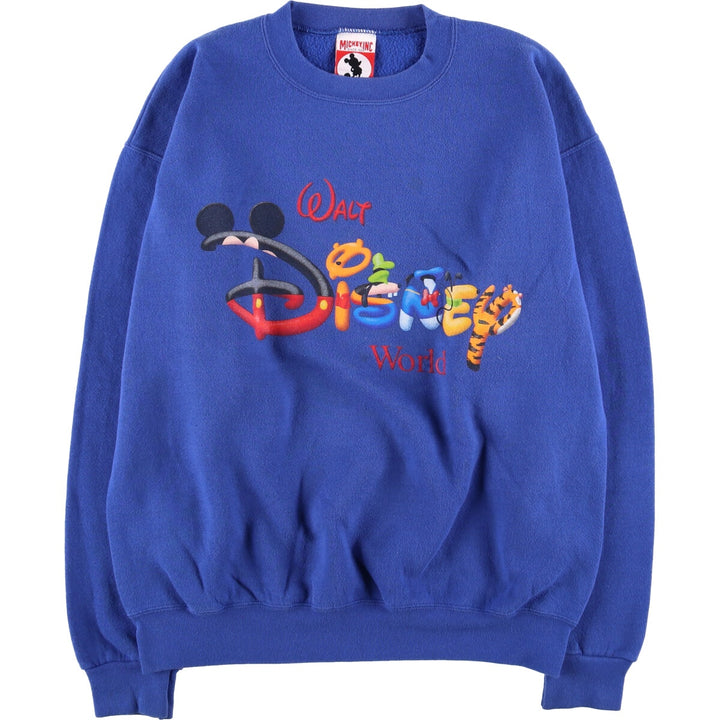 MICKEY INC DISNEY Disney Character Sweatshirt, Made in USA, Men's Size M cotton blue type Vintage Second Hand