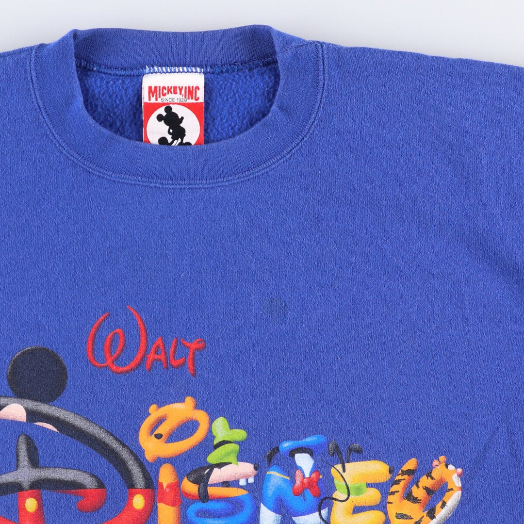MICKEY INC DISNEY Disney Character Sweatshirt, Made in USA, Men's Size M cotton blue type Vintage Second Hand