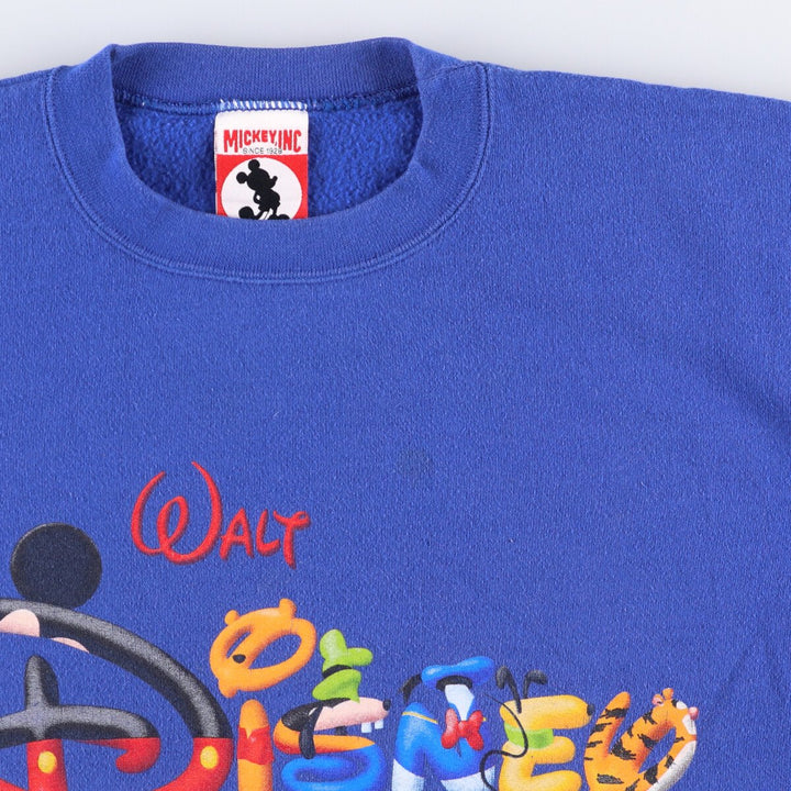 MICKEY INC DISNEY Disney Character Sweatshirt, Made in USA, Men's Size M cotton blue type Vintage Second Hand