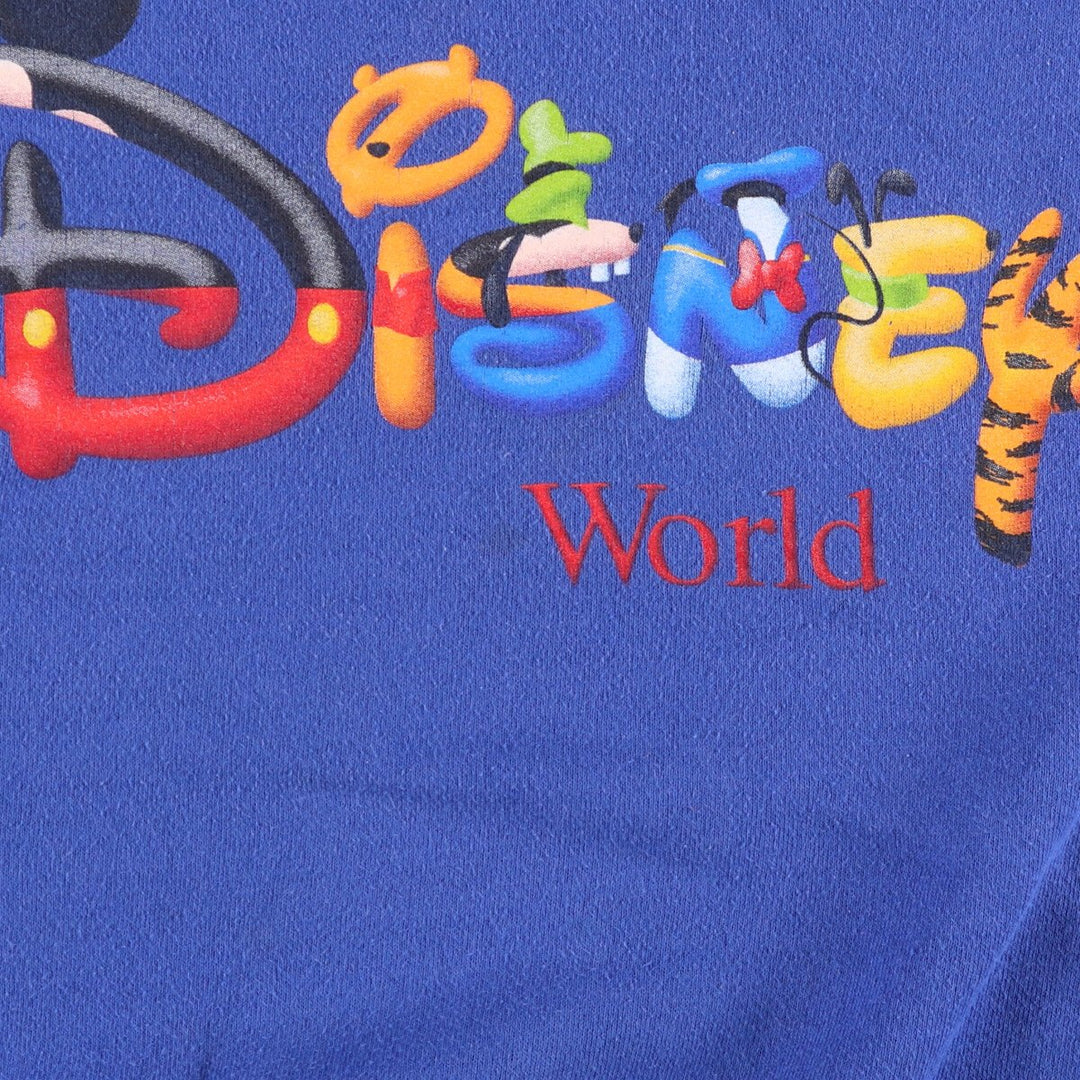 MICKEY INC DISNEY Disney Character Sweatshirt, Made in USA, Men's Size M cotton blue type Vintage Second Hand