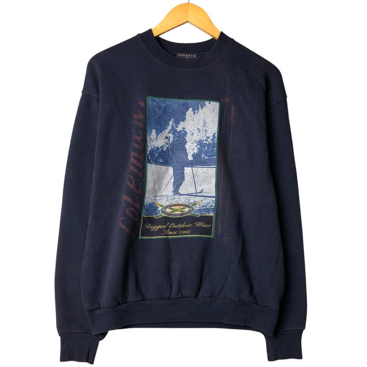 Coleman Outdoors Sweatshirt, Made in USA, Men's Size Medium cotton navy blue type Vintage Second Hand