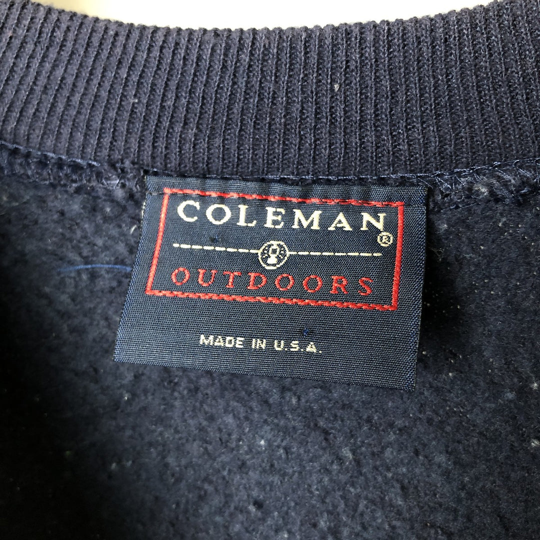 Coleman Outdoors Sweatshirt, Made in USA, Men's Size Medium cotton navy blue type Vintage Second Hand