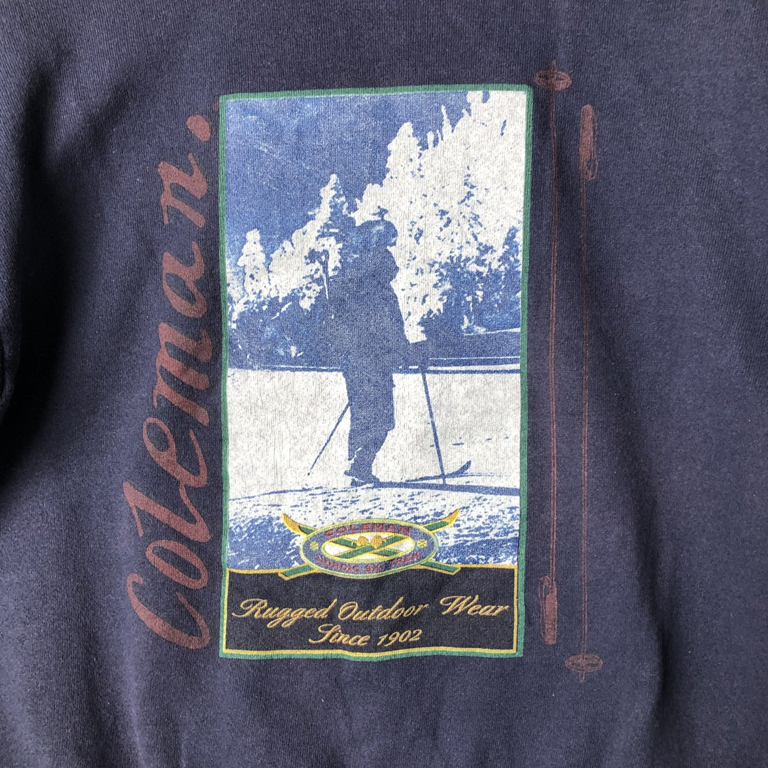 Coleman Outdoors Sweatshirt, Made in USA, Men's Size Medium cotton navy blue type Vintage Second Hand