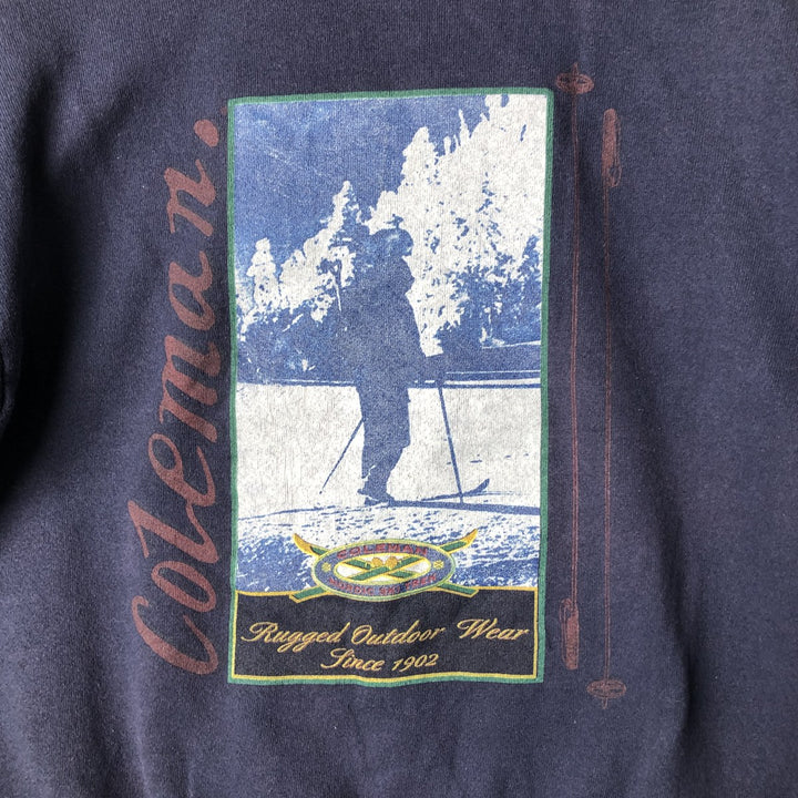 Coleman Outdoors Sweatshirt, Made in USA, Men's Size Medium cotton navy blue type Vintage Second Hand