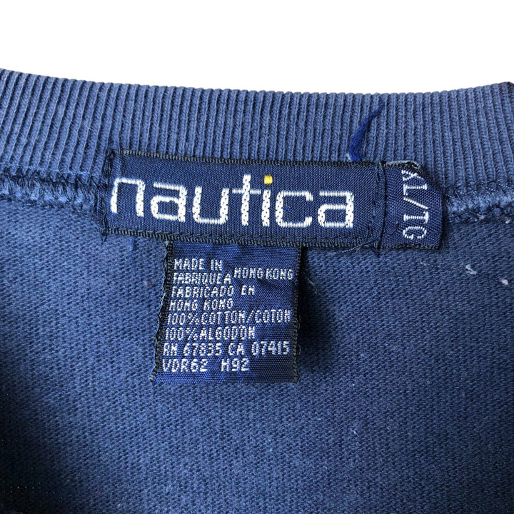 NAUTICA One-Point Logo Sweatshirt, Men's XL cotton navy blue type Vintage Second Hand