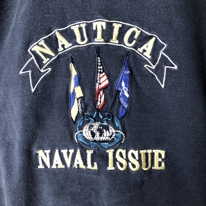 NAUTICA One-Point Logo Sweatshirt, Men's XL cotton navy blue type Vintage Second Hand
