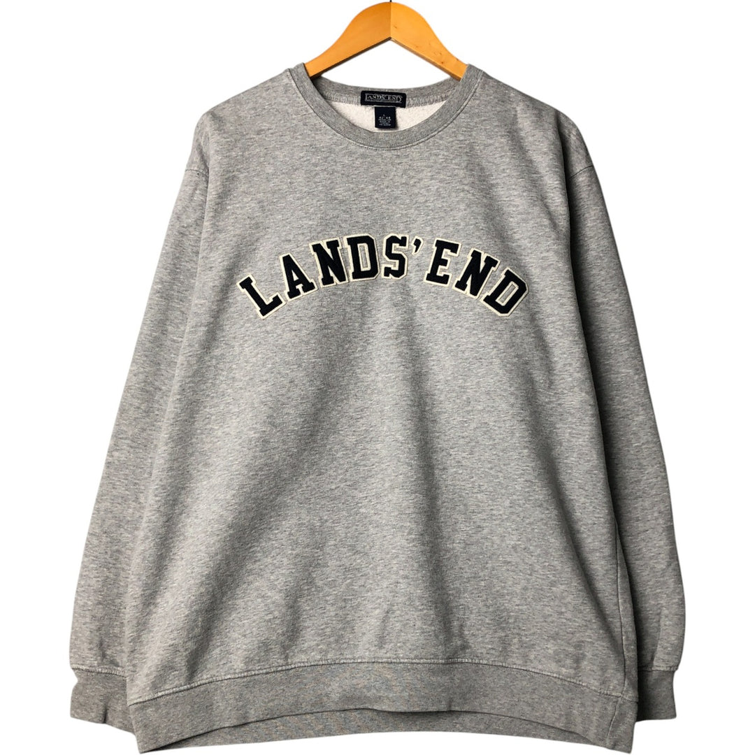 2000'S Lands End logo sweatshirt, men's size L cotton gray type Vintage Second Hand
