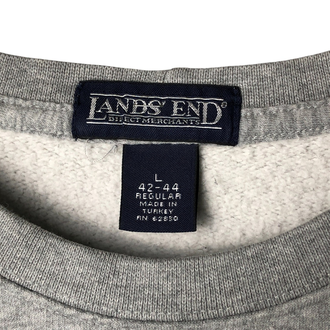2000'S Lands End logo sweatshirt, men's size L cotton gray type Vintage Second Hand