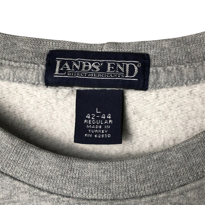 2000'S Lands End logo sweatshirt, men's size L cotton gray type Vintage Second Hand