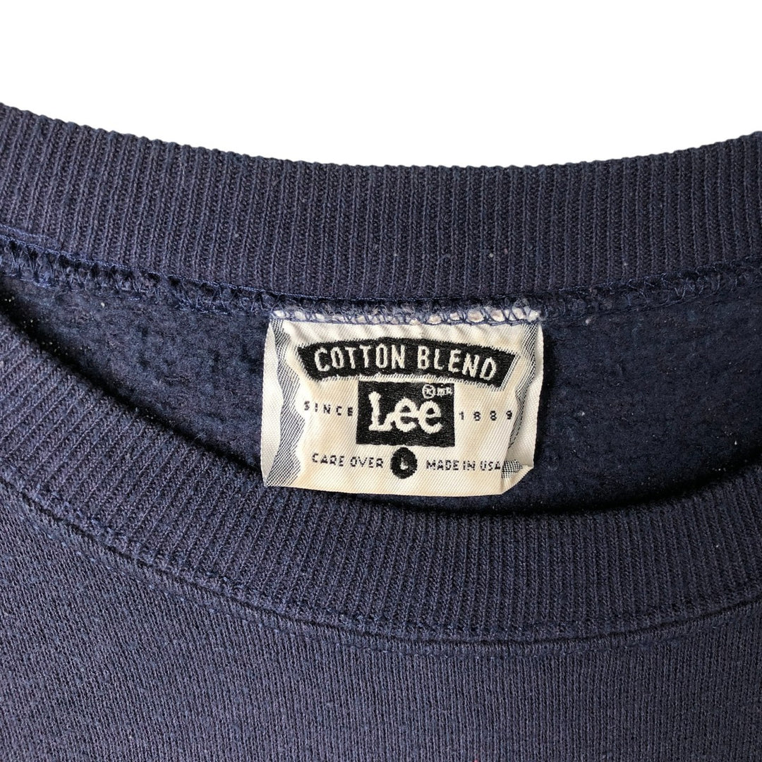 90'S Lee Message Print Sweatshirt, Made in USA, Men's L Size, Vintage cotton navy blue type Vintage Second Hand