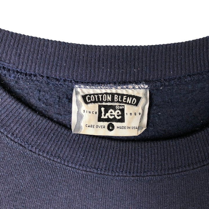 90'S Lee Message Print Sweatshirt, Made in USA, Men's L Size, Vintage cotton navy blue type Vintage Second Hand