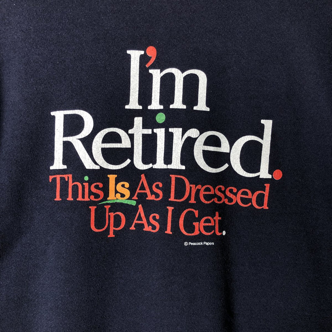 90'S Lee Message Print Sweatshirt, Made in USA, Men's L Size, Vintage cotton navy blue type Vintage Second Hand