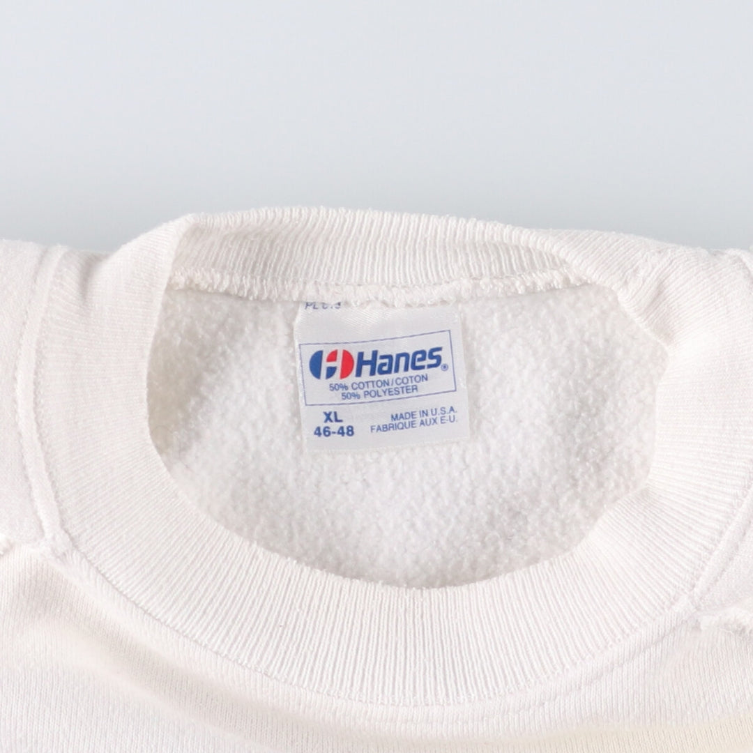 Vintage 1980'S Hanes Blue Tag Message Print Sweatshirt, Made in USA, Men's XL cotton white type Vintage Second Hand