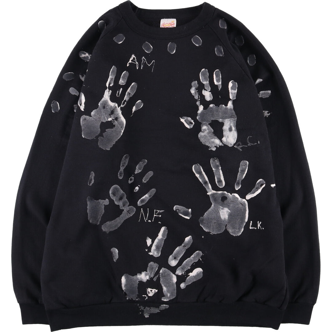 ALORE Printed Sweatshirt, Made in USA, Men's Size XL cotton black type Vintage Second Hand