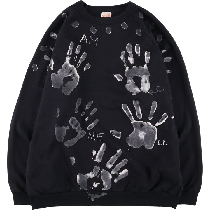 ALORE Printed Sweatshirt, Made in USA, Men's Size XL cotton black type Vintage Second Hand