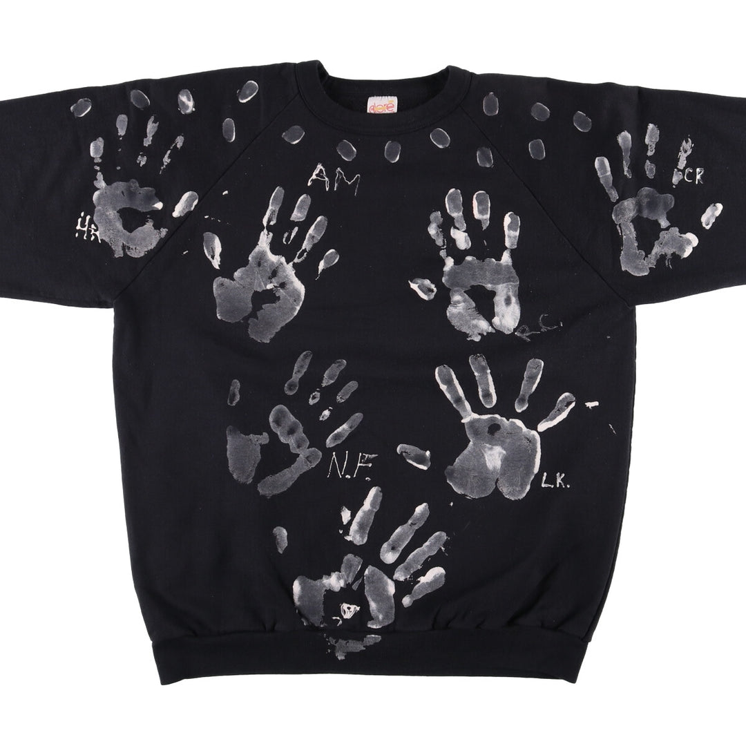 ALORE Printed Sweatshirt, Made in USA, Men's Size XL cotton black type Vintage Second Hand