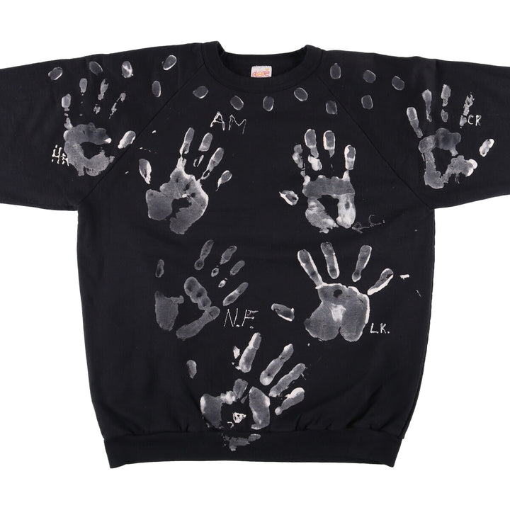 ALORE Printed Sweatshirt, Made in USA, Men's Size XL cotton black type Vintage Second Hand