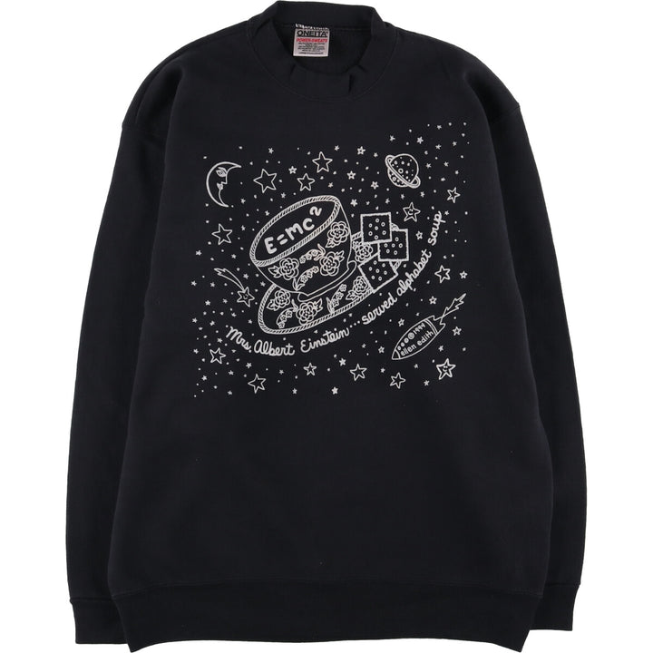 90'S ONEITA Vintage Printed Sweatshirt, Made in USA, Men's Size L cotton black type Vintage Second Hand